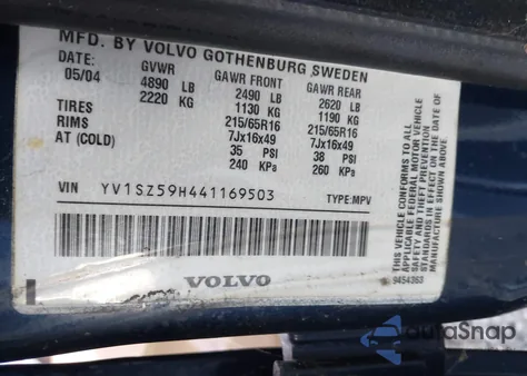 2004 Volvo Xc70 z USA, uszkodzony, nr VIN VY1SZ59H441169503